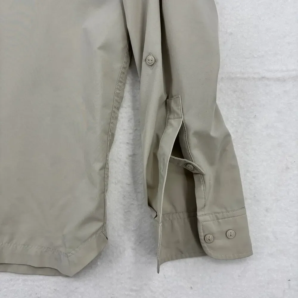 Under Armour Button Shirt Mens L Tan Fishing Redox Logo Roll Tab Sleeve Vented